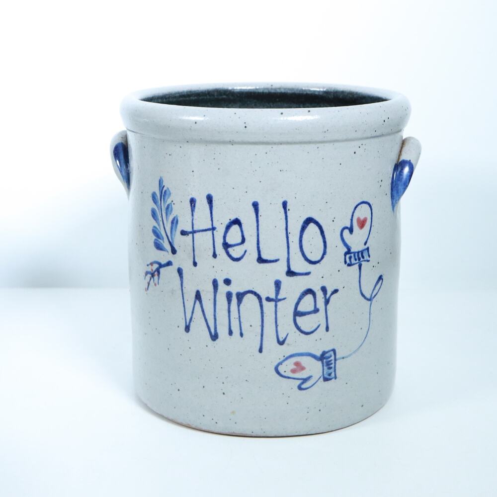 Rowe Pottery 1 Gallon Stoneware Crock Hello Winter Salt Glazed 2021